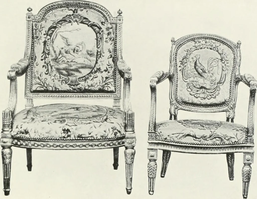 An illustration from Louis XVI furniture, 1913, leaf 268