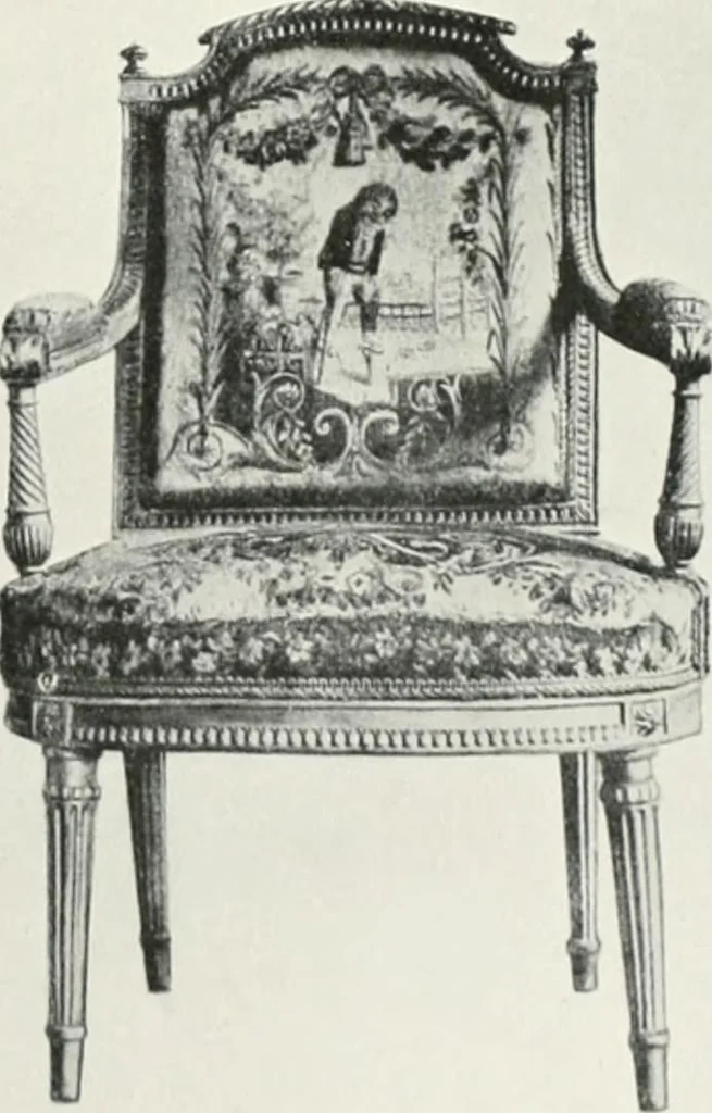 An illustration from Louis XVI furniture, 1913, leaf 268