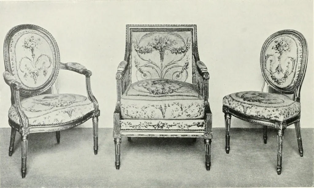 An illustration from Louis XVI furniture, 1913, leaf 269