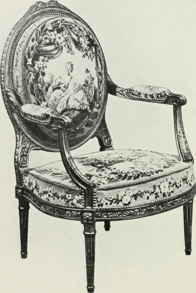 An illustration from Louis XVI furniture, 1913, leaf 271