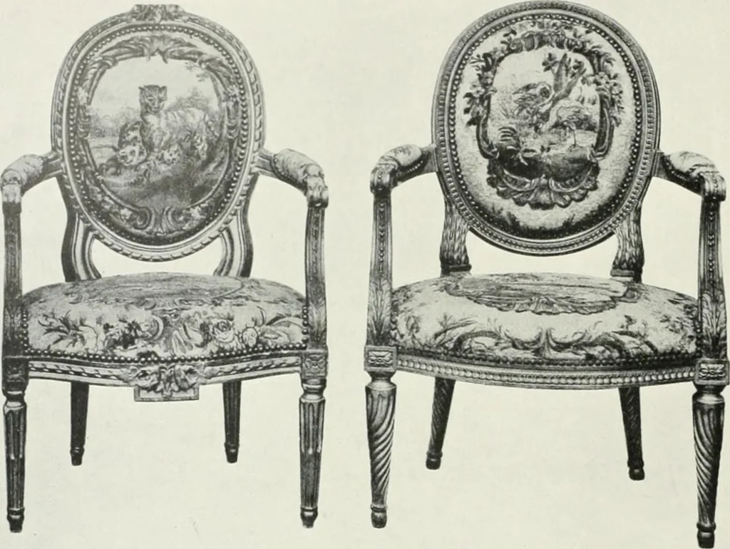 An illustration from Louis XVI furniture, 1913, leaf 281