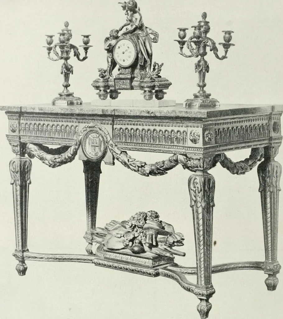 An illustration from Louis XVI furniture, 1913, leaf 97