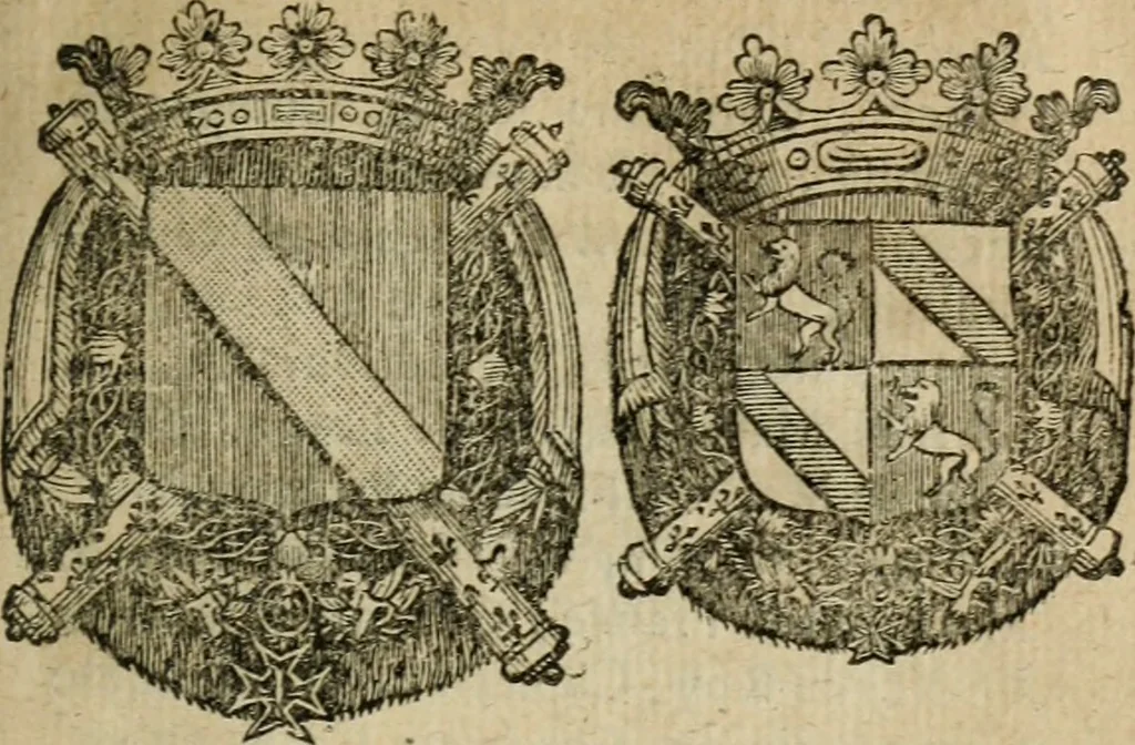 An illustration from L'État de la France, où l'on voit tous les princes, ducs & pairs, marechaux de France & autres officiers de la couronne ... [édité par Nicolas Besongne], 1698, leaf 424