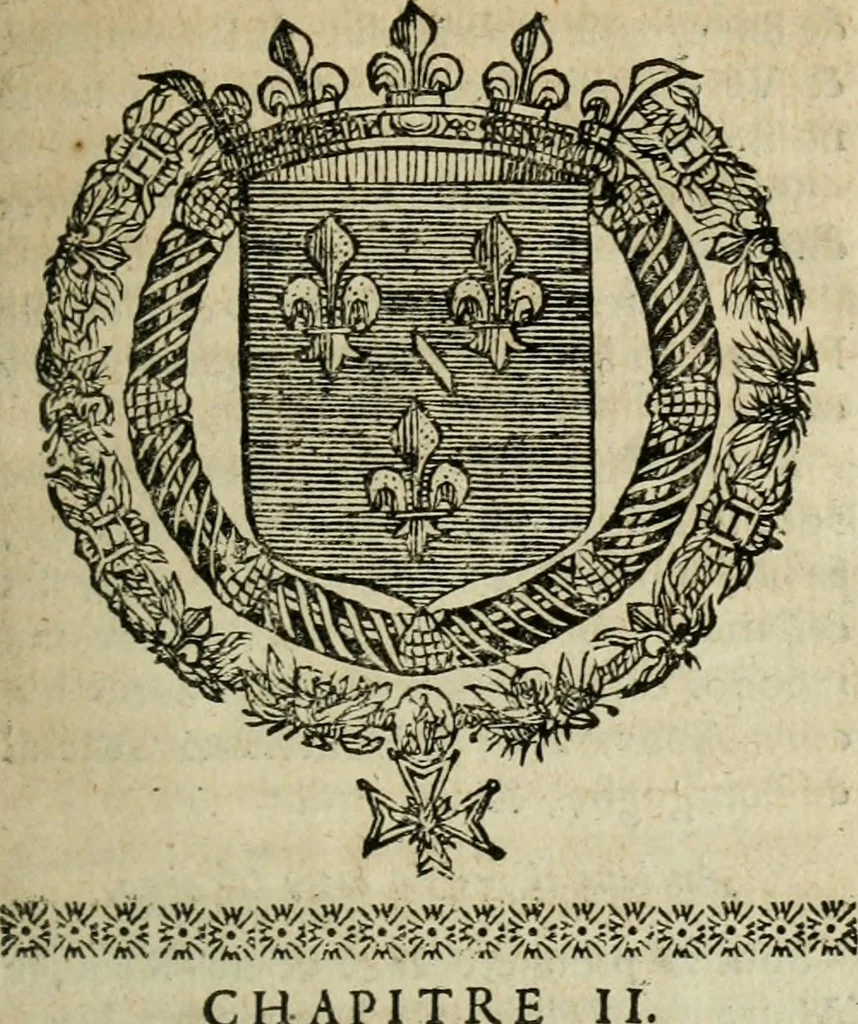An illustration from L'État de la France, où l'on voit tous les princes, ducs & pairs, marechaux de France & autres officiers de la couronne ... [édité par Nicolas Besongne], 1698, leaf 82