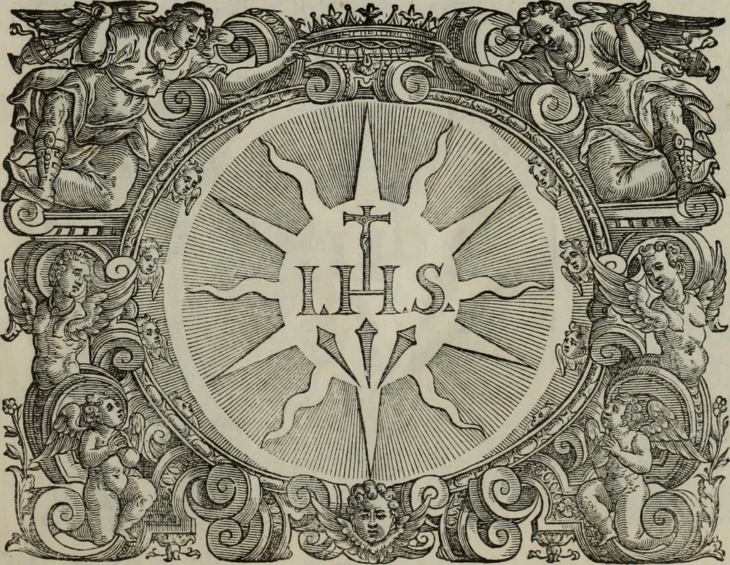 An illustration from Lud. Molinae e Societate Jesu ... De iustitia et jure tratactus : qui est de justitia commutativa circa bona corporis, personarumque nobis coniunctarum, 1611, leaf 2