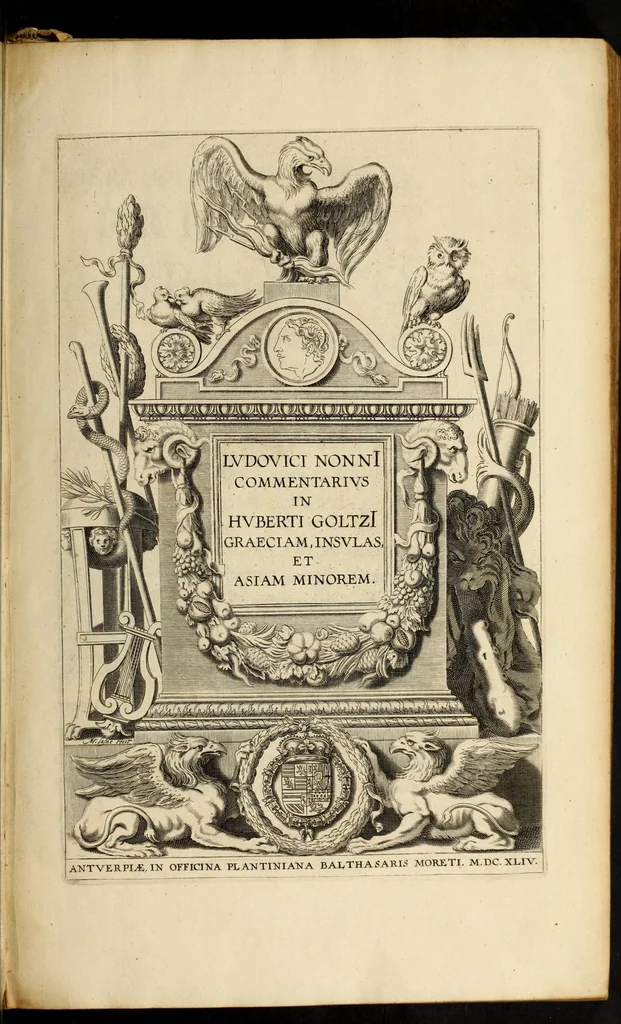 An illustration from Ludovici Nonni Commentarius in Huberti GoltzI Graeciam, insulas, et Asiam Minorem, 1644, leaf 5
