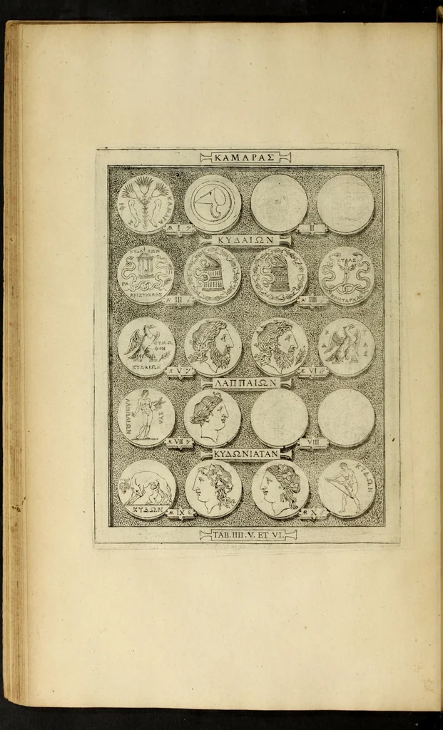 An illustration from Ludovici Nonni Commentarius in Huberti GoltzI Graeciam, insulas, et Asiam Minorem, 1644, leaf 68