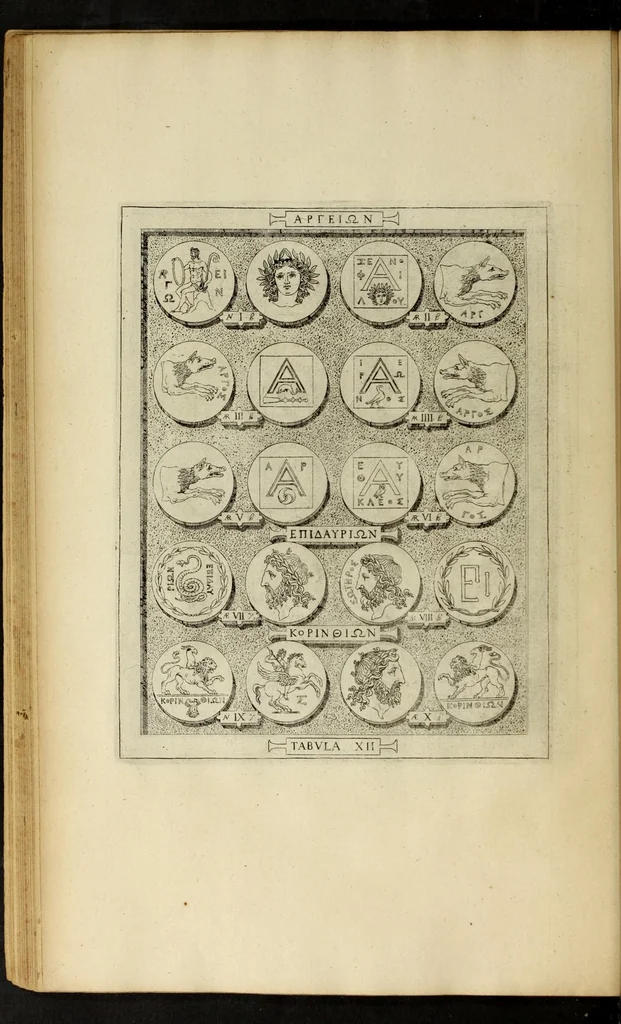 An illustration from Ludovici Nonni Commentarius in Huberti GoltzI Graeciam, insulas, et Asiam Minorem, 1644, leaf 74