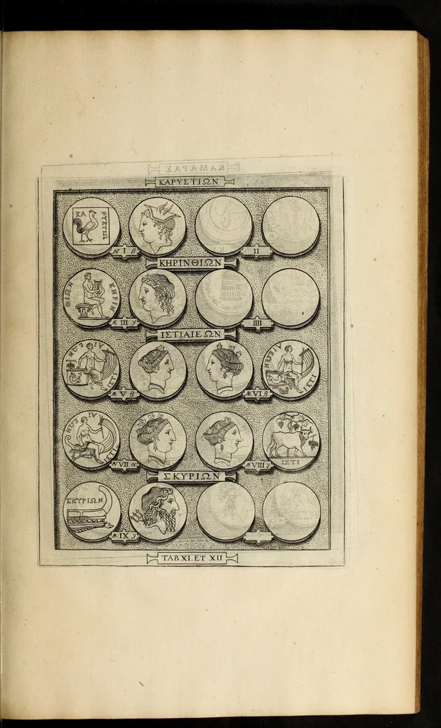 An illustration from Ludovici Nonni Commentarius in Huberti GoltzI Graeciam, insulas, et Asiam Minorem, 1644, leaf 75