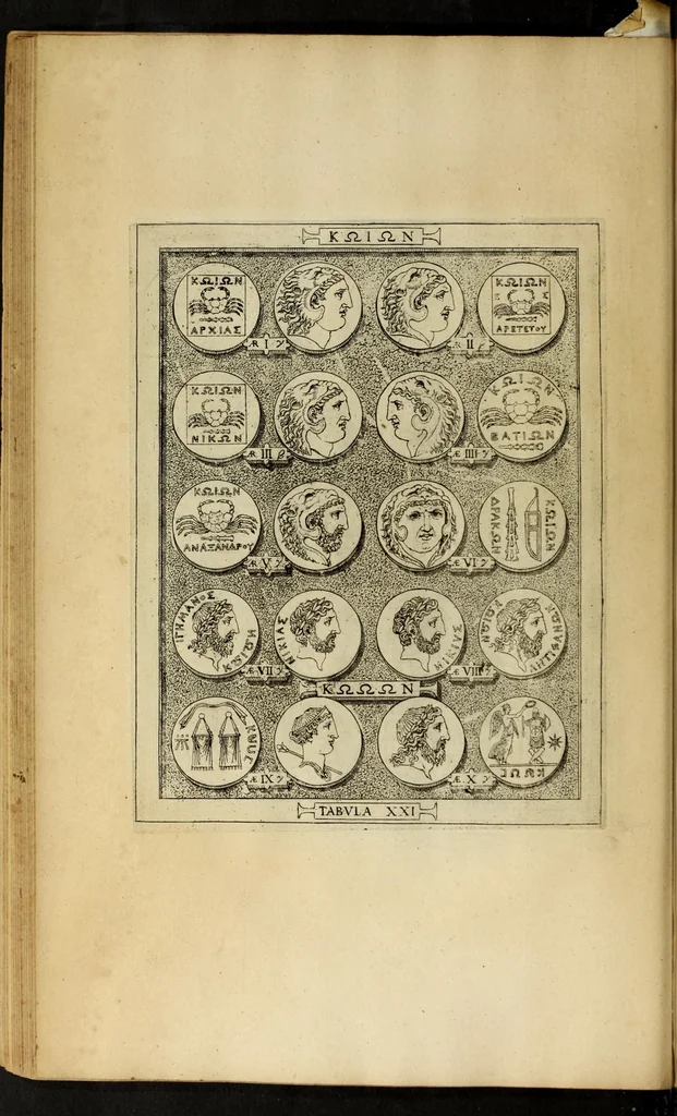 An illustration from Ludovici Nonni Commentarius in Huberti GoltzI Graeciam, insulas, et Asiam Minorem, 1644, leaf 84