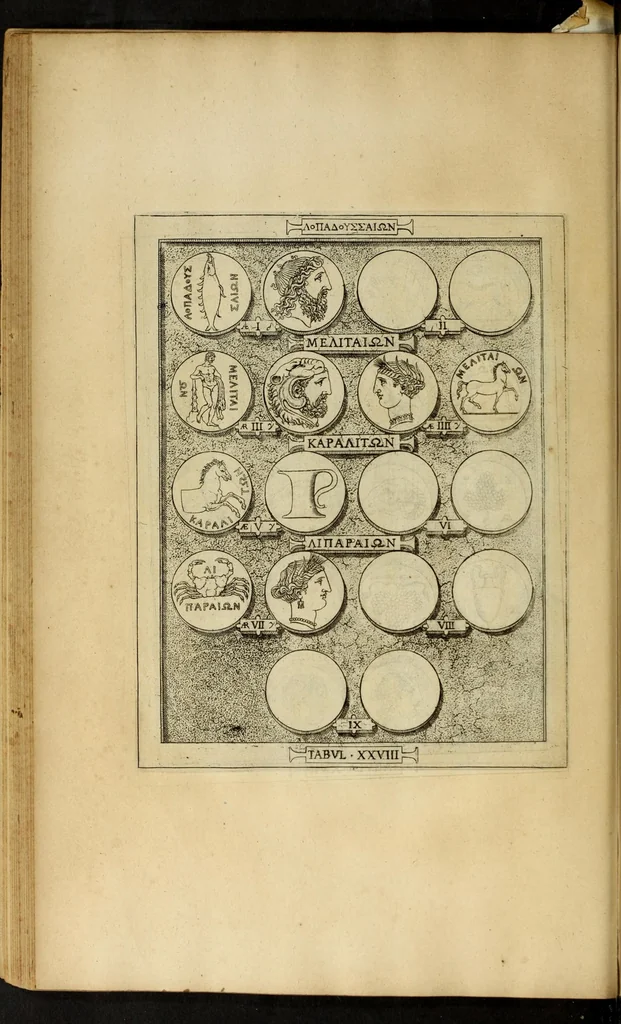 An illustration from Ludovici Nonni Commentarius in Huberti GoltzI Graeciam, insulas, et Asiam Minorem, 1644, leaf 90