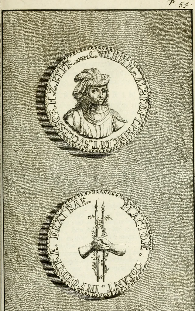 An illustration from Lud. Smids. M.D. Emblemata heroica, of, De medalische sinnebeelden der ses en dertigh graaven van Holland : met konstplaaten vercierd, 1712, leaf 126