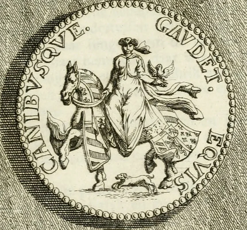 An illustration from Lud. Smids. M.D. Emblemata heroica, of, De medalische sinnebeelden der ses en dertigh graaven van Holland : met konstplaaten vercierd, 1712, leaf 146