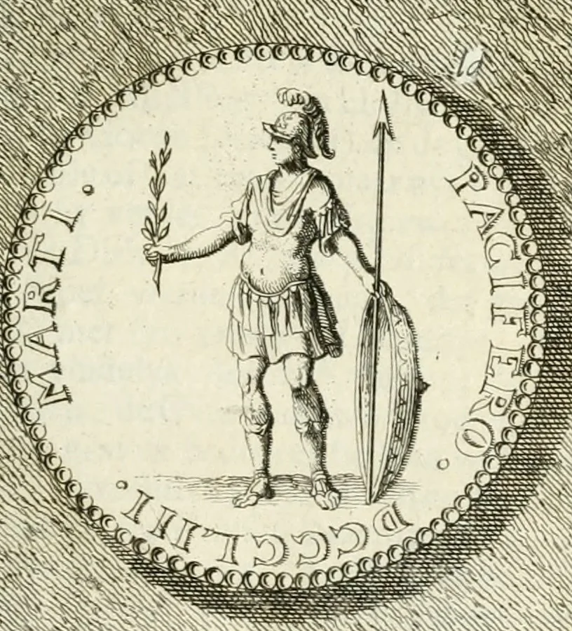An illustration from Lud. Smids. M.D. Emblemata heroica, of, De medalische sinnebeelden der ses en dertigh graaven van Holland : met konstplaaten vercierd, 1712, leaf 22