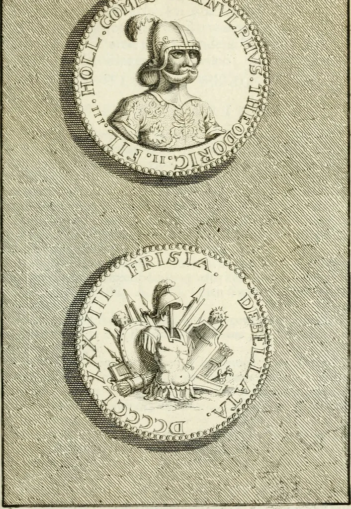An illustration from Lud. Smids. M.D. Emblemata heroica, of, De medalische sinnebeelden der ses en dertigh graaven van Holland : met konstplaaten vercierd, 1712, leaf 30