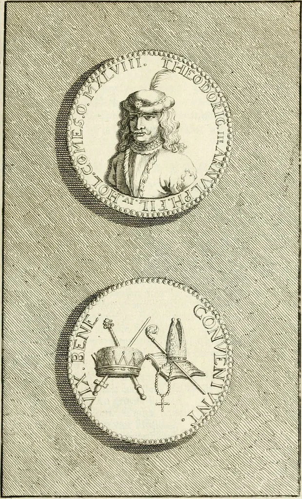 An illustration from Lud. Smids. M.D. Emblemata heroica, of, De medalische sinnebeelden der ses en dertigh graaven van Holland : met konstplaaten vercierd, 1712, leaf 34