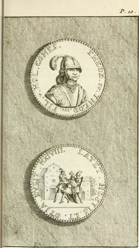 An illustration from Lud. Smids. M.D. Emblemata heroica, of, De medalische sinnebeelden der ses en dertigh graaven van Holland : met konstplaaten vercierd, 1712, leaf 38
