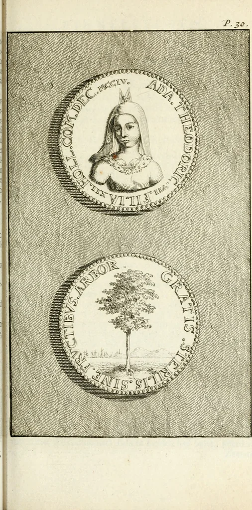 An illustration from Lud. Smids. M.D. Emblemata heroica, of, De medalische sinnebeelden der ses en dertigh graaven van Holland : met konstplaaten vercierd, 1712, leaf 78