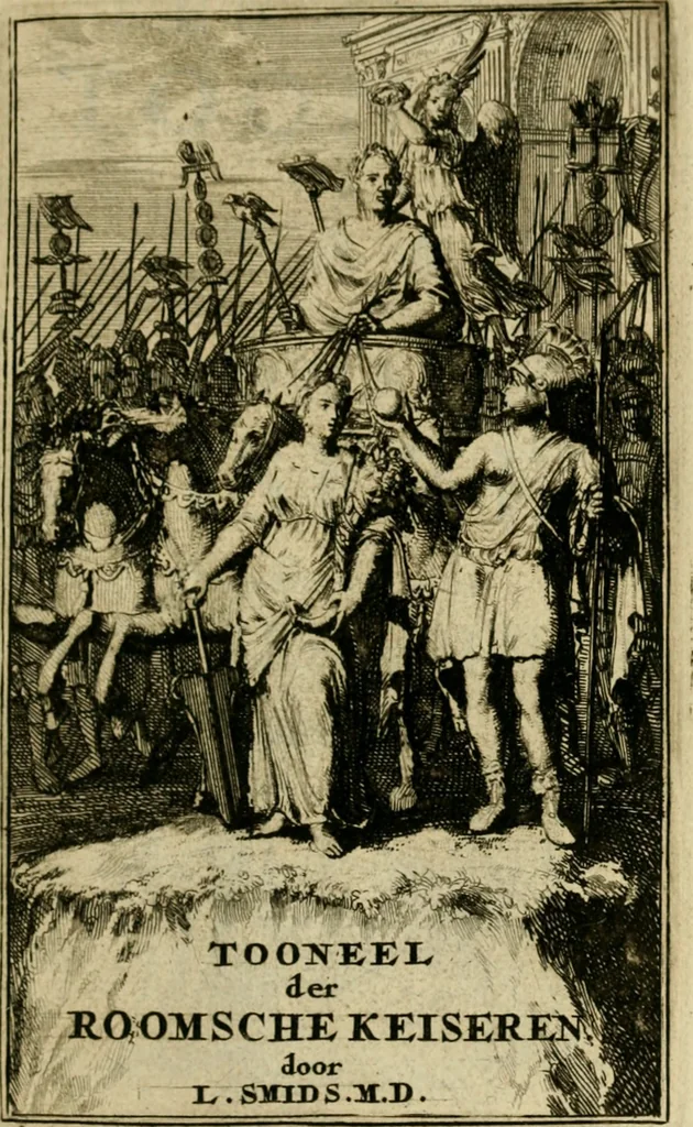 An illustration from Lud. Smids Tooneel van staat der Roomsche keiseren : neevens deeser groot muntekabinet, 1694, leaf 4