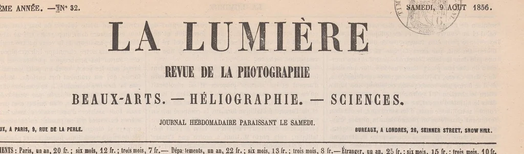 An illustration from La Lumière : revue de la photographie, beaux-arts, heliographie, sciences, 1851, leaf 133