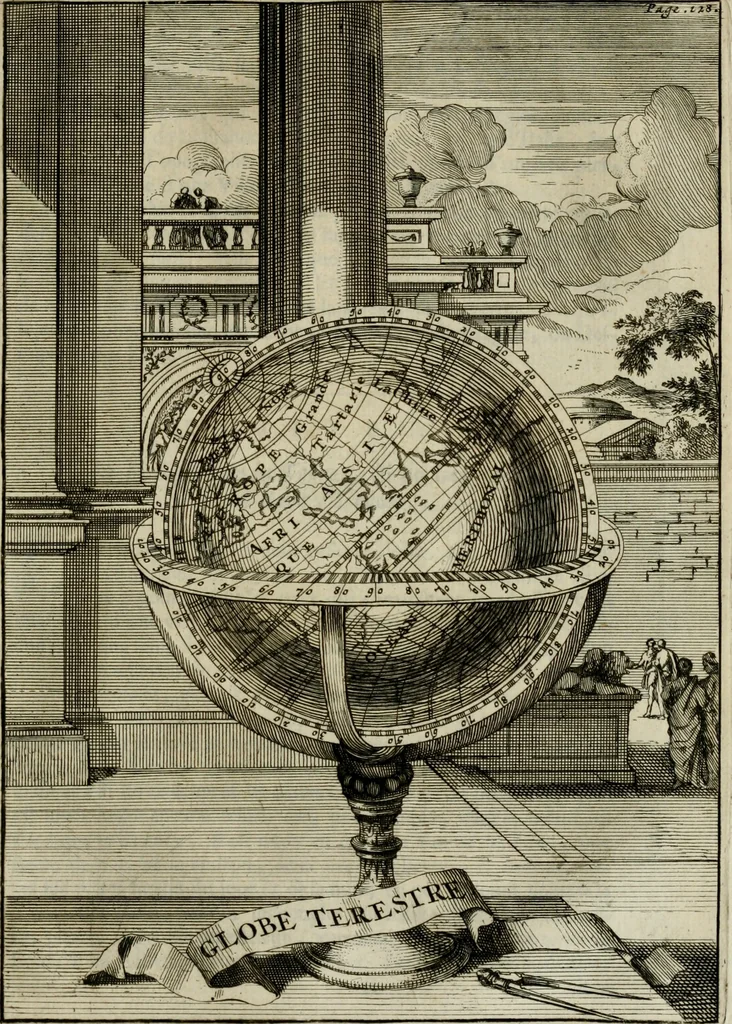 An illustration from L'usage des globes celestes et terrestres, et des spheres, suivant les differens systemes du monde; précedé d'un Traité de cosmographie, 1700, leaf 160