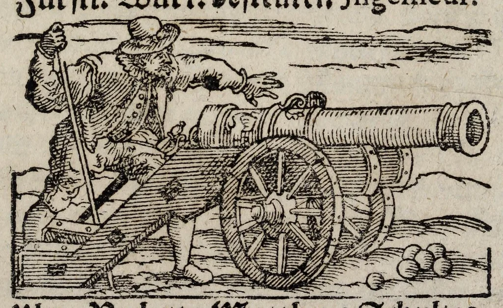 An illustration from Lust- Lufft- und FeuerKunst : auss welcher ohne sondern Costen und Mühe zuerlangen, wie man schwürmer, gross- und kleine Ragetten, Pumpen und Maseulen Stöcke : sambt denen beygefügten allerhand materien, und ihren zusammen gesetzten ordenlichen Dosen, Gewichten und Massen : wie solches alles punctualiter auss denen beygefügten und vorgedruckten 38 Figuren zuersehen und zu erlernen ..., 1680, leaf 47