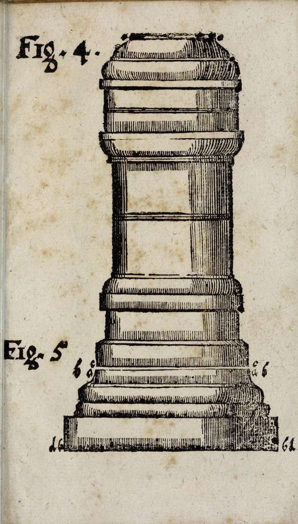 An illustration from Lust- Lufft- und FeuerKunst : auss welcher ohne sondern Costen und Mühe zuerlangen, wie man schwürmer, gross- und kleine Ragetten, Pumpen und Maseulen Stöcke : sambt denen beygefügten allerhand materien, und ihren zusammen gesetzten ordenlichen Dosen, Gewichten und Massen : wie solches alles punctualiter auss denen beygefügten und vorgedruckten 38 Figuren zuersehen und zu erlernen ..., 1680, leaf 89
