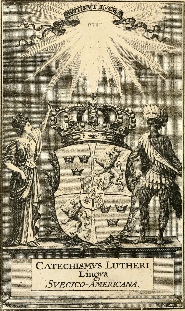 An illustration from Lutheri Catechismus : ofwersatt på American-Virginiske språket, 1696, leaf 7