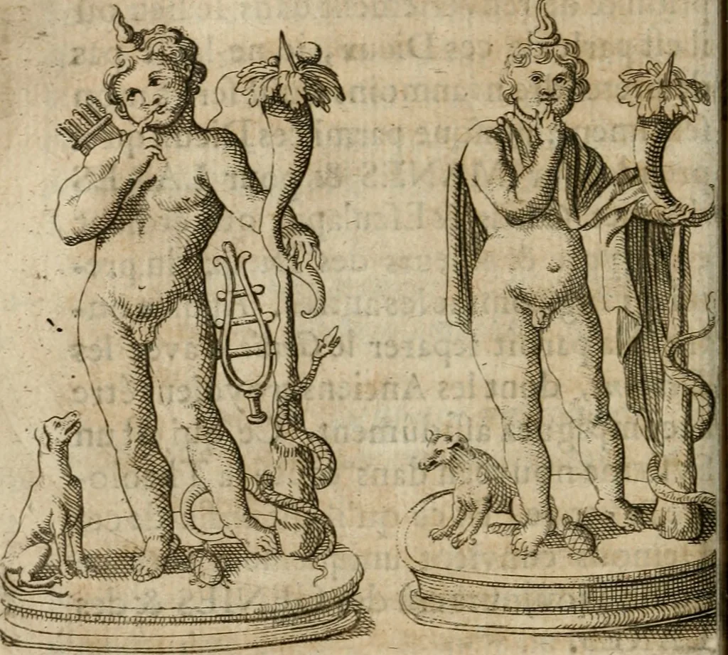 An illustration from L'utilité des voyages : qui concernent la connoissance des médailles, inscriptions, statues, dieux lares, peintures anciennes, et les bas reliefs, pierres precieuses et gravées, cachets, talismans, anneaux, manuscrits, langues, & autres choses remarquables, et l'avantage que la recherche de toutes ces antiquitez procure aux sçavans, avec un memoire de quelques observations generales qu'on peut faire pour ne pas voyager inutilement, 1693, leaf 187