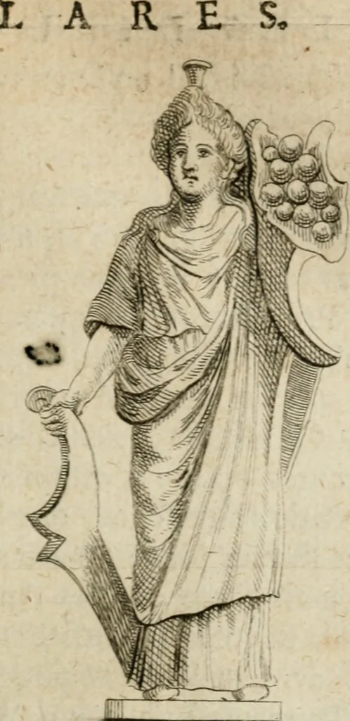 An illustration from L'utilité des voyages : qui concernent la connoissance des médailles, inscriptions, statues, dieux lares, peintures anciennes, et les bas reliefs, pierres precieuses et gravées, cachets, talismans, anneaux, manuscrits, langues, & autres choses remarquables, et l'avantage que la recherche de toutes ces antiquitez procure aux sçavans, avec un memoire de quelques observations generales qu'on peut faire pour ne pas voyager inutilement, 1693, leaf 208