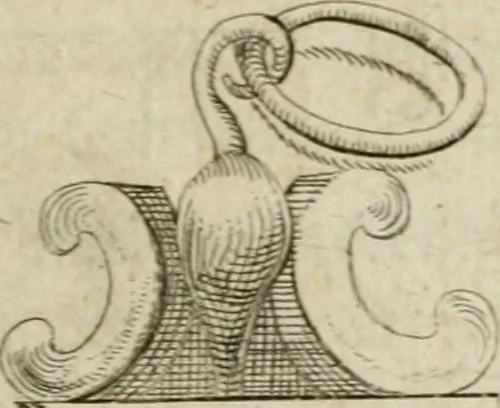 An illustration from L'utilité des voyages : qui concernent la connoissance des médailles, inscriptions, statues, dieux lares, peintures anciennes, et les bas reliefs, pierres precieuses et gravées, cachets, talismans, anneaux, manuscrits, langues, & autres choses remarquables, et l'avantage que la recherche de toutes ces antiquitez procure aux sçavans, avec un memoire de quelques observations generales qu'on peut faire pour ne pas voyager inutilement, 1693, leaf 222