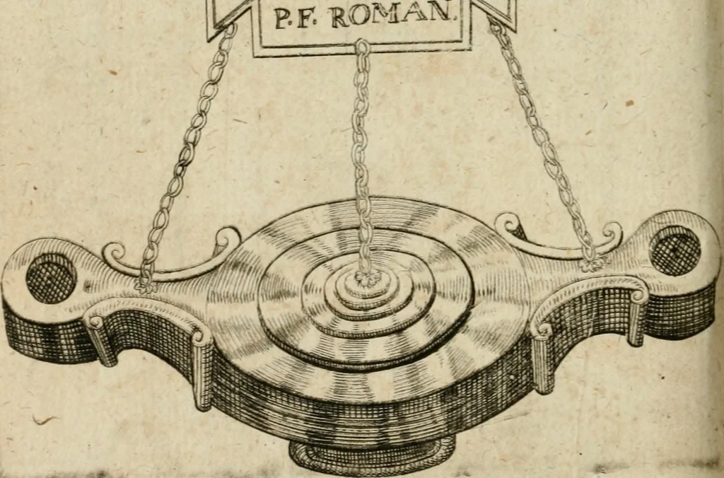 An illustration from L'utilité des voyages : qui concernent la connoissance des médailles, inscriptions, statues, dieux lares, peintures anciennes, et les bas reliefs, pierres precieuses et gravées, cachets, talismans, anneaux, manuscrits, langues, & autres choses remarquables, et l'avantage que la recherche de toutes ces antiquitez procure aux sçavans, avec un memoire de quelques observations generales qu'on peut faire pour ne pas voyager inutilement, 1693, leaf 231