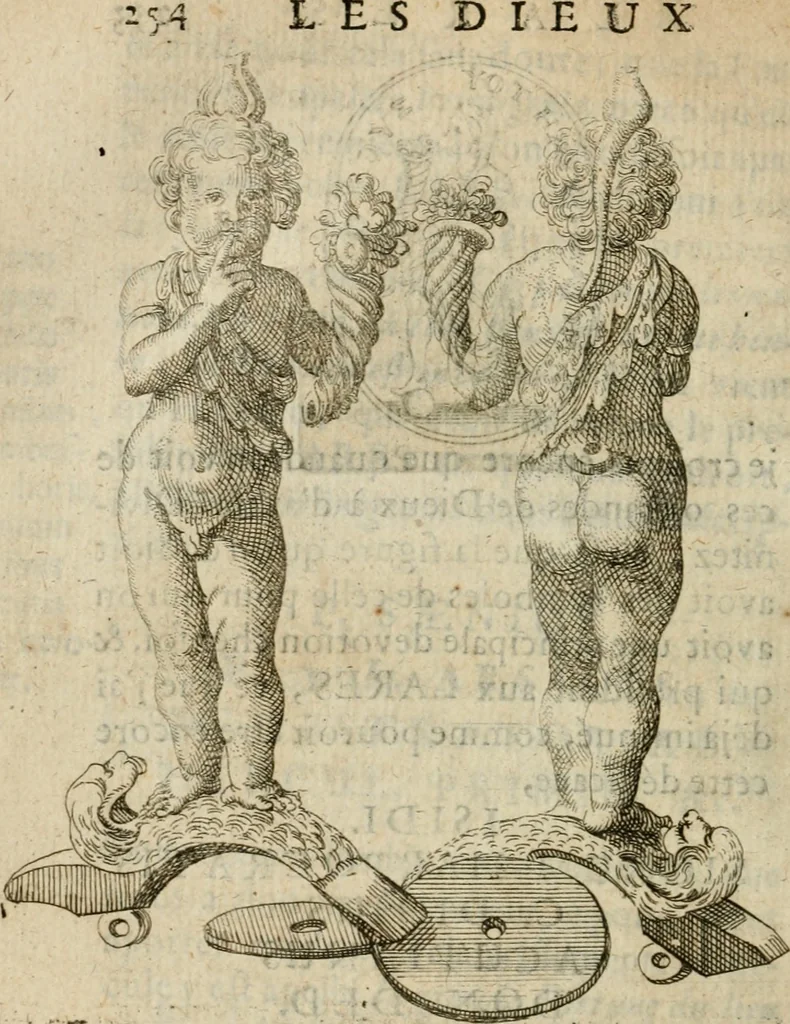 An illustration from L'utilité des voyages : qui concernent la connoissance des médailles, inscriptions, statues, dieux lares, peintures anciennes, et les bas reliefs, pierres precieuses et gravées, cachets, talismans, anneaux, manuscrits, langues, & autres choses remarquables, et l'avantage que la recherche de toutes ces antiquitez procure aux sçavans, avec un memoire de quelques observations generales qu'on peut faire pour ne pas voyager inutilement, 1693, leaf 269