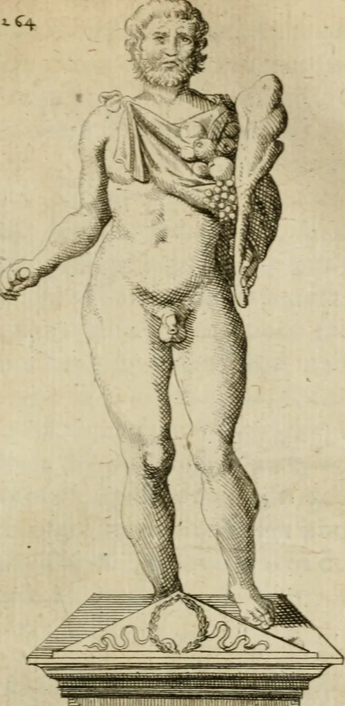An illustration from L'utilité des voyages : qui concernent la connoissance des médailles, inscriptions, statues, dieux lares, peintures anciennes, et les bas reliefs, pierres precieuses et gravées, cachets, talismans, anneaux, manuscrits, langues, & autres choses remarquables, et l'avantage que la recherche de toutes ces antiquitez procure aux sçavans, avec un memoire de quelques observations generales qu'on peut faire pour ne pas voyager inutilement, 1693, leaf 280