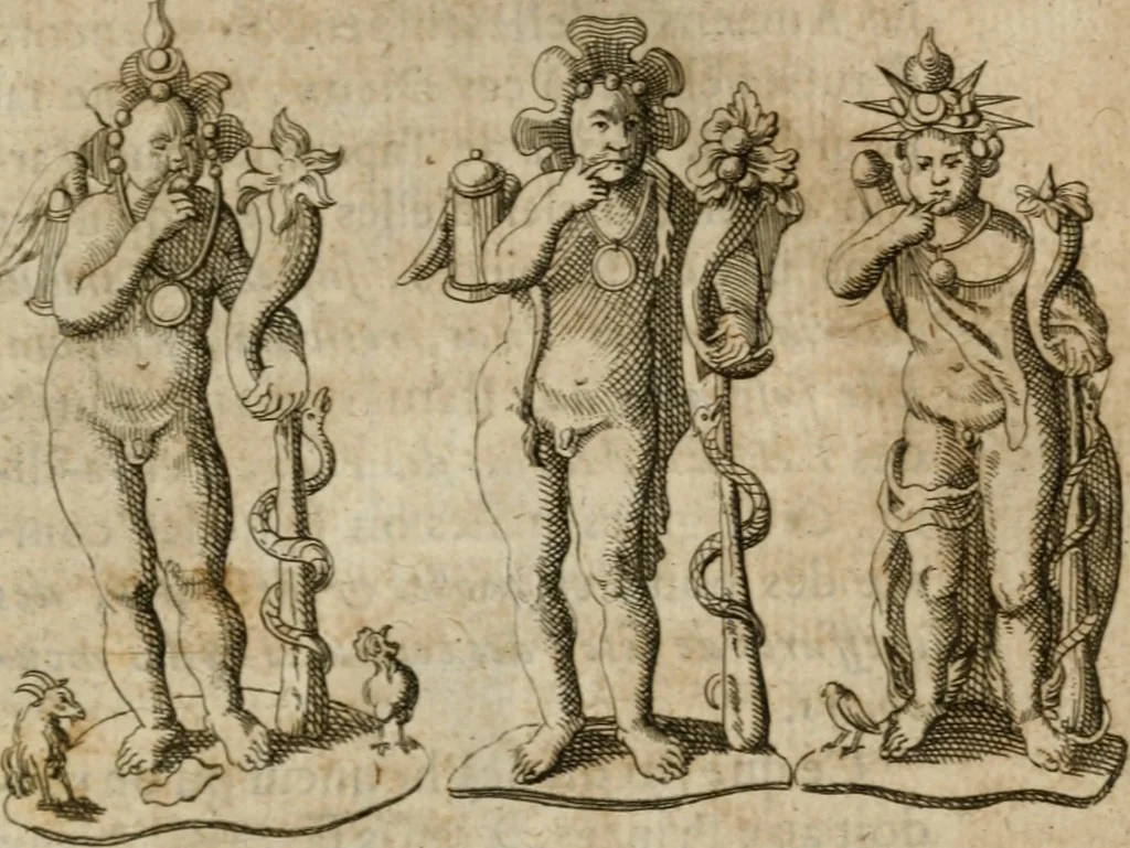 An illustration from L'utilité des voyages : qui concernent la connoissance des médailles, inscriptions, statues, dieux lares, peintures anciennes, et les bas reliefs, pierres precieuses et gravées, cachets, talismans, anneaux, manuscrits, langues, & autres choses remarquables, et l'avantage que la recherche de toutes ces antiquitez procure aux sçavans, avec un memoire de quelques observations generales qu'on peut faire pour ne pas voyager inutilement, 1693, leaf 304