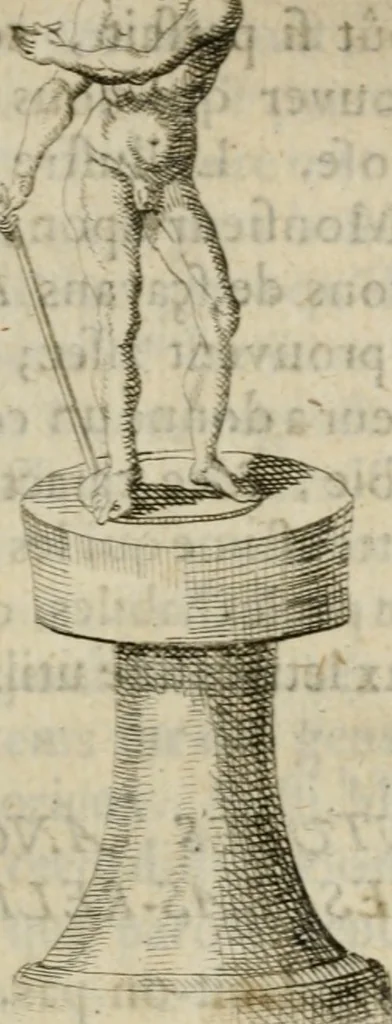 An illustration from L'utilité des voyages : qui concernent la connoissance des médailles, inscriptions, statues, dieux lares, peintures anciennes, et les bas reliefs, pierres precieuses et gravées, cachets, talismans, anneaux, manuscrits, langues, & autres choses remarquables, et l'avantage que la recherche de toutes ces antiquitez procure aux sçavans, avec un memoire de quelques observations generales qu'on peut faire pour ne pas voyager inutilement, 1693, leaf 306