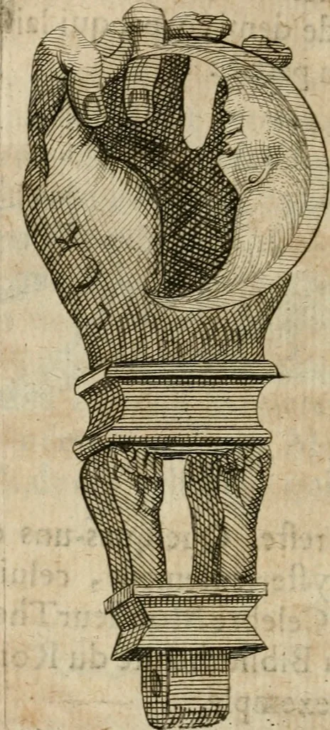 An illustration from L'utilité des voyages : qui concernent la connoissance des médailles, inscriptions, statues, dieux lares, peintures anciennes, et les bas reliefs, pierres precieuses et gravées, cachets, talismans, anneaux, manuscrits, langues, & autres choses remarquables, et l'avantage que la recherche de toutes ces antiquitez procure aux sçavans, avec un memoire de quelques observations generales qu'on peut faire pour ne pas voyager inutilement, 1693, leaf 367