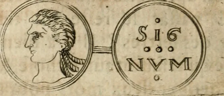 An illustration from L'utilité des voyages : qui concernent la connoissance des médailles, inscriptions, statues, dieux lares, peintures anciennes, et les bas reliefs, pierres precieuses et gravées, cachets, talismans, anneaux, manuscrits, langues, & autres choses remarquables, et l'avantage que la recherche de toutes ces antiquitez procure aux sçavans, avec un memoire de quelques observations generales qu'on peut faire pour ne pas voyager inutilement, 1693, leaf 549