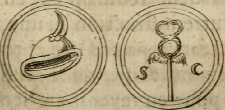 An illustration from L'utilité des voyages : qui concernent la connoissance des médailles, inscriptions, statues, dieux lares, peintures anciennes, et les bas reliefs, pierres precieuses et gravées, cachets, talismans, anneaux, manuscrits, langues, & autres choses remarquables, et l'avantage que la recherche de toutes ces antiquitez procure aux sçavans, avec un memoire de quelques observations generales qu'on peut faire pour ne pas voyager inutilement, 1693, leaf 692