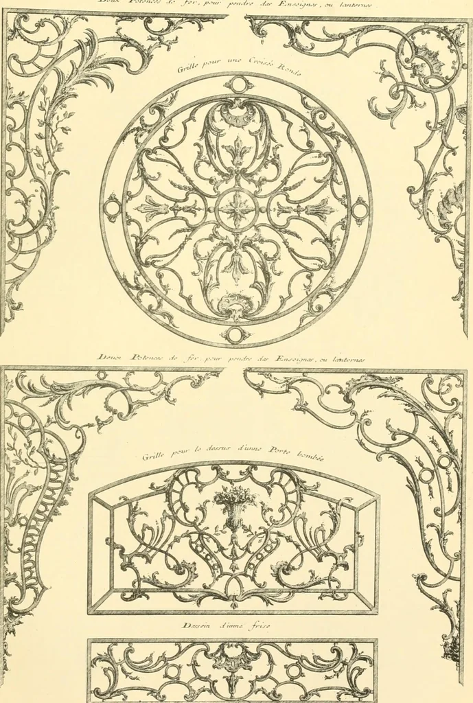 An illustration from L'uvre de De Cuvilliès : époque Louis XV : nouveau livre de plafonds, 1900, leaf 116