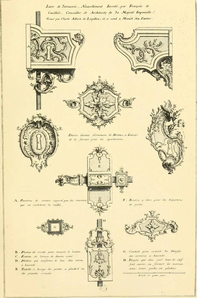 An illustration from L'uvre de De Cuvilliès : époque Louis XV : nouveau livre de plafonds, 1900, leaf 120