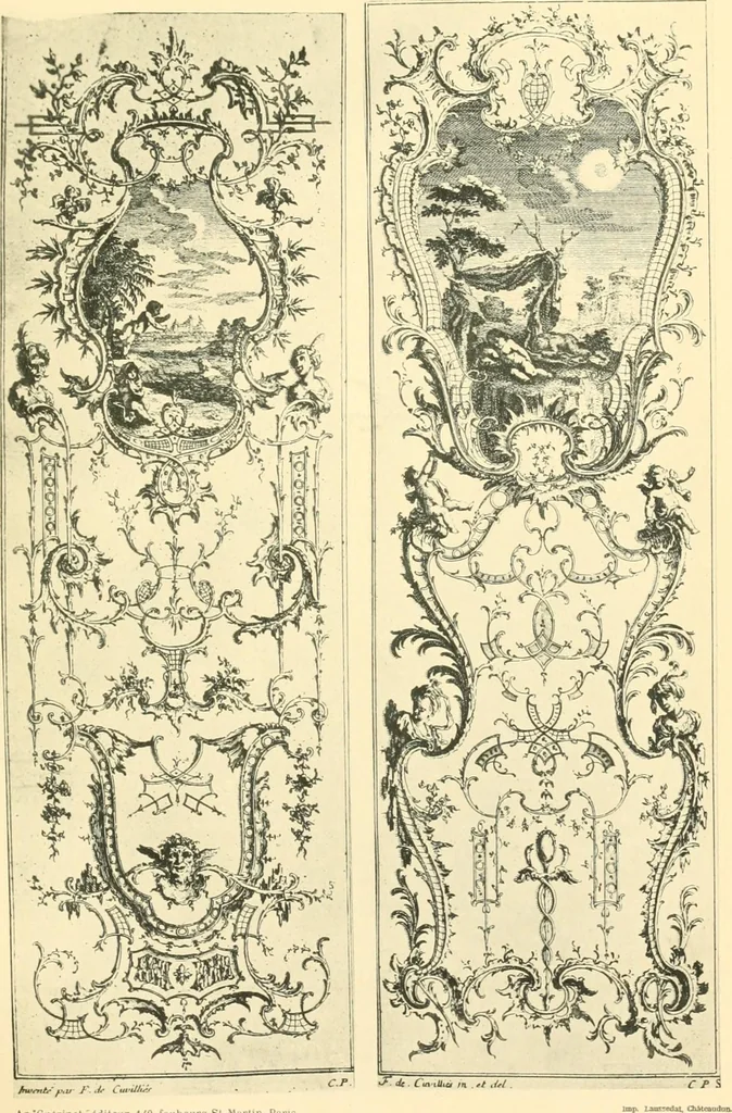 An illustration from L'uvre de De Cuvilliès : époque Louis XV : nouveau livre de plafonds, 1900, leaf 124