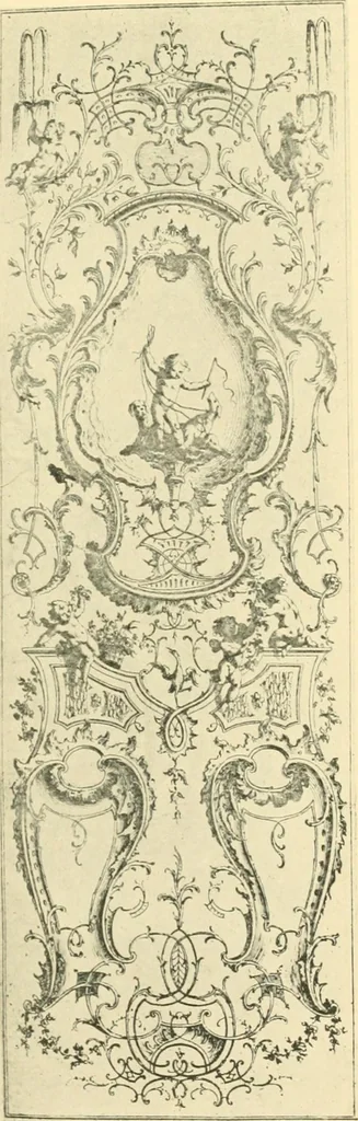 An illustration from L'uvre de De Cuvilliès : époque Louis XV : nouveau livre de plafonds, 1900, leaf 126