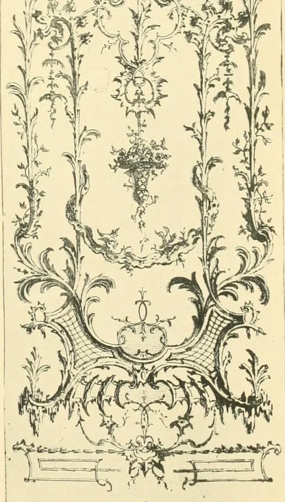 An illustration from L'uvre de De Cuvilliès : époque Louis XV : nouveau livre de plafonds, 1900, leaf 128