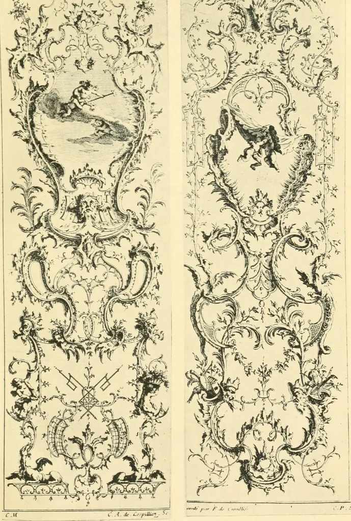An illustration from L'uvre de De Cuvilliès : époque Louis XV : nouveau livre de plafonds, 1900, leaf 132