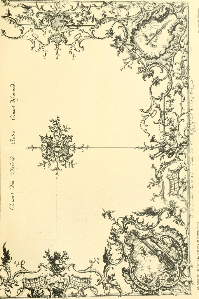 An illustration from L'uvre de De Cuvilliès : époque Louis XV : nouveau livre de plafonds, 1900, leaf 26