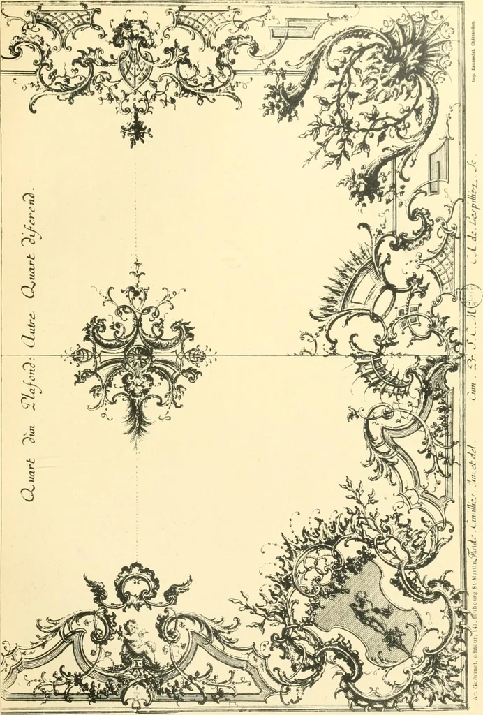 An illustration from L'uvre de De Cuvilliès : époque Louis XV : nouveau livre de plafonds, 1900, leaf 30