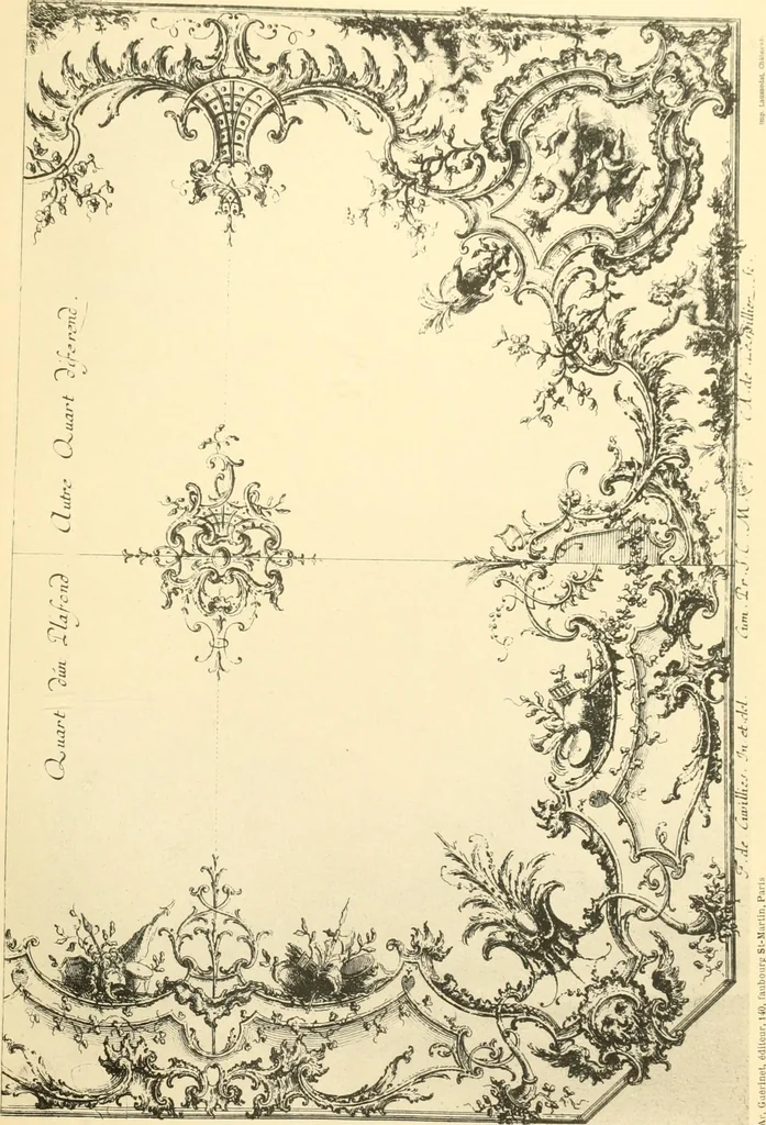 An illustration from L'uvre de De Cuvilliès : époque Louis XV : nouveau livre de plafonds, 1900, leaf 32