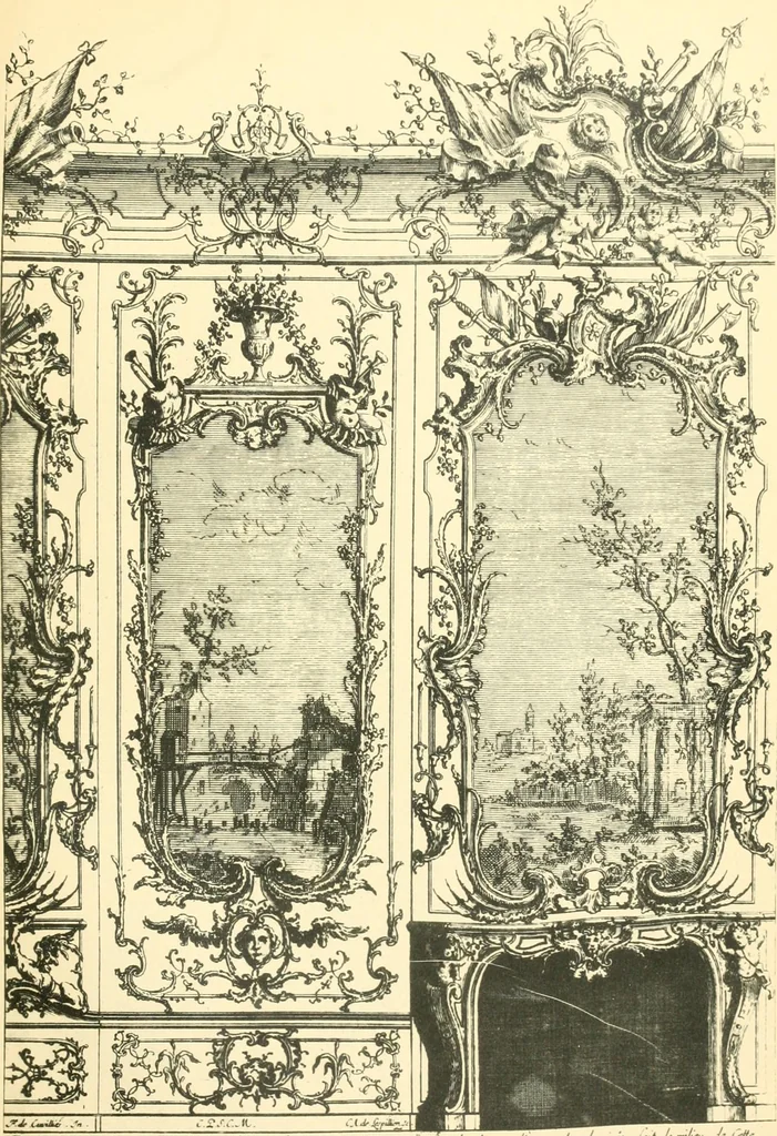 An illustration from L'uvre de De Cuvilliès : époque Louis XV : nouveau livre de plafonds, 1900, leaf 40