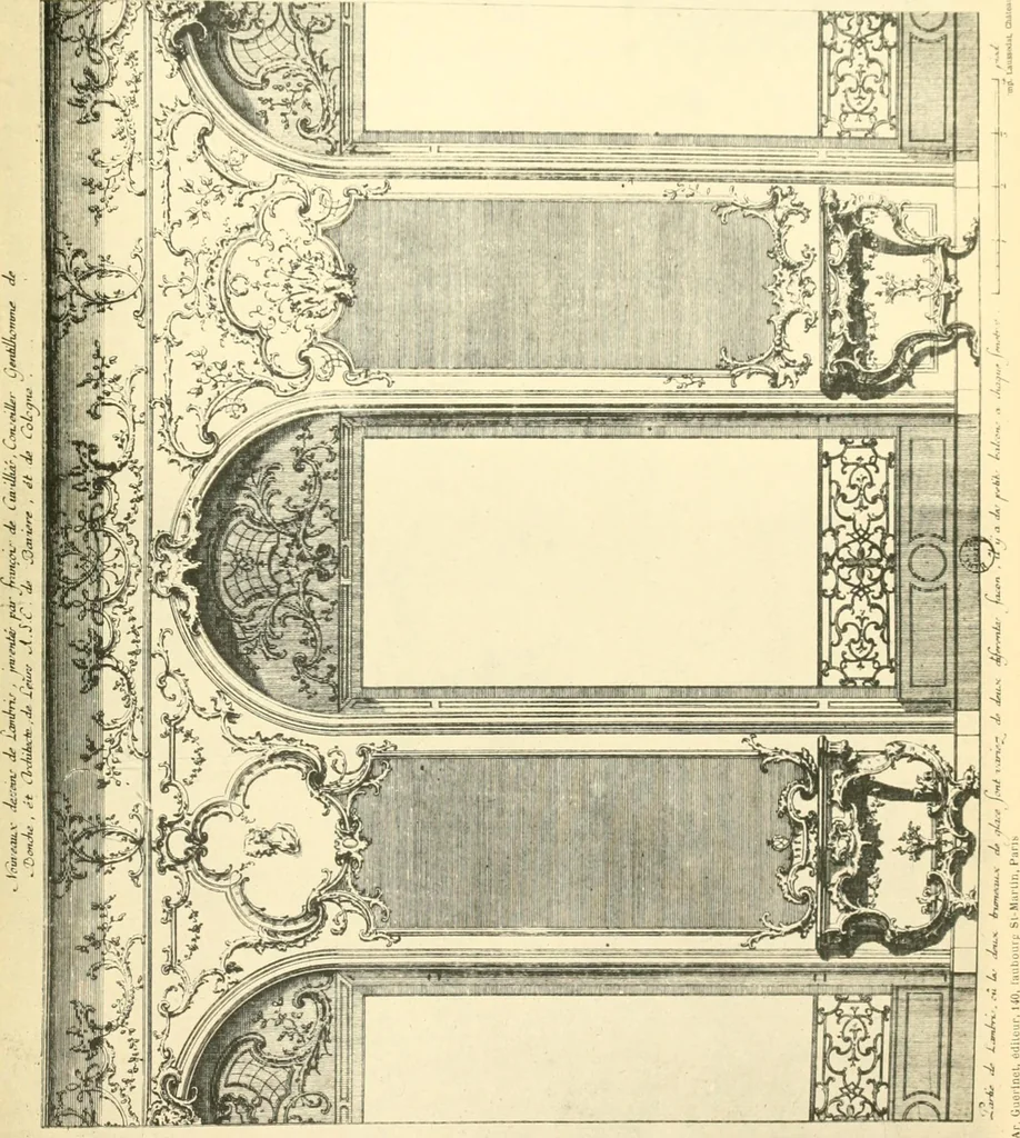 An illustration from L'uvre de De Cuvilliès : époque Louis XV : nouveau livre de plafonds, 1900, leaf 58